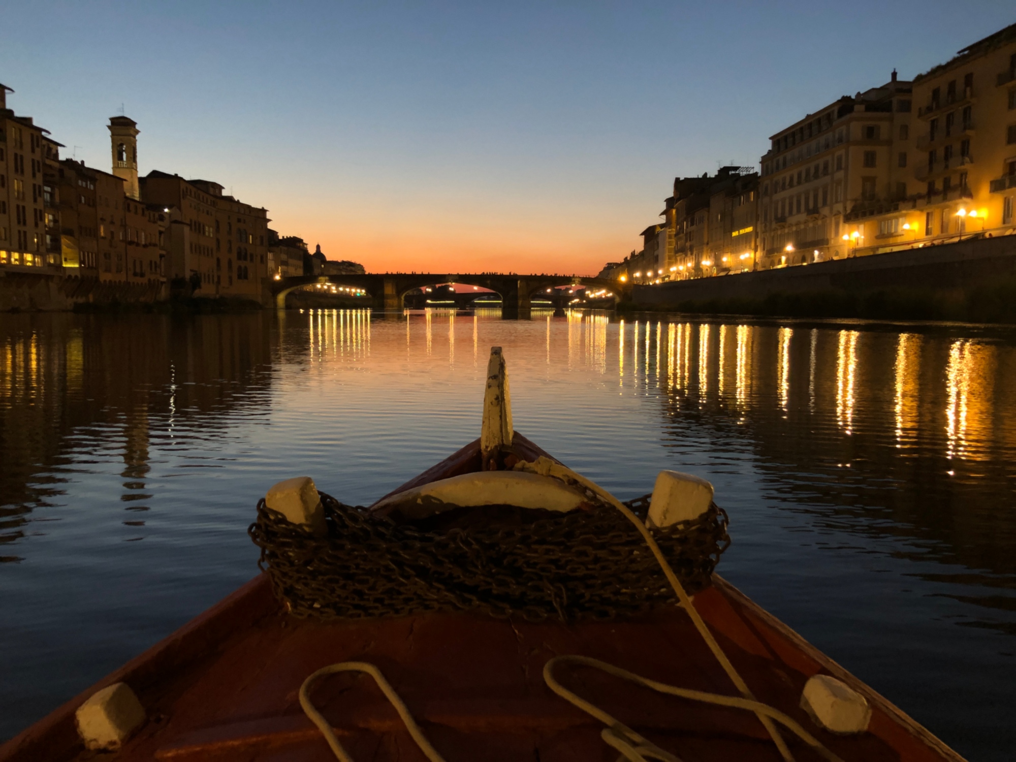 Sunset in Florence by boat tour in Tuscany