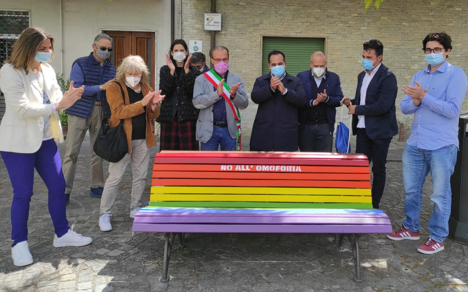 Inauguration of the rainbow bench in Quarrata