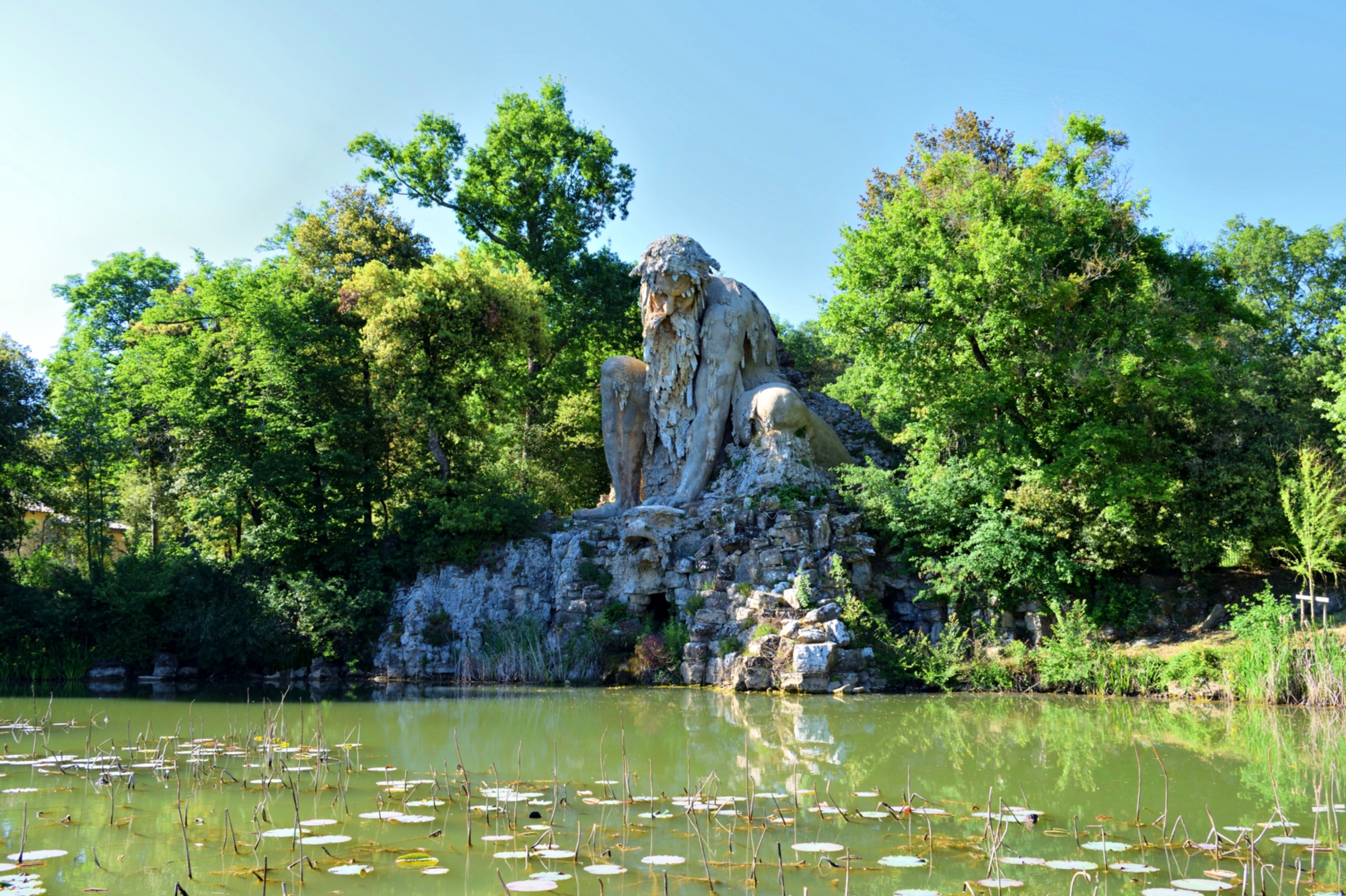 The Appennine Colossus by Giambologna, a sculpture located in Florence, in the park at Villa Demidoff