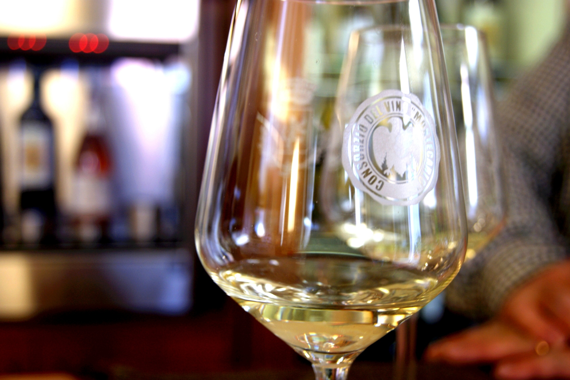 A glass of Montecarlo white wine