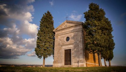 La Cappella di Vitaleta luogo iconico della Val d'Orcia e della Toscana.