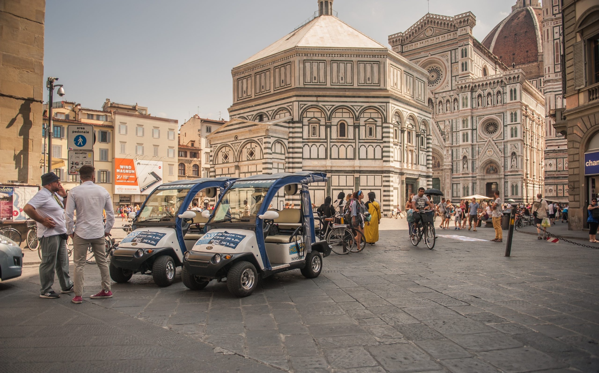 Our electric golf cart at Florence city center