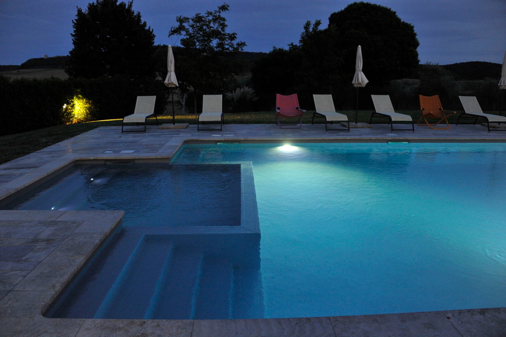 Piscina panoramica di notte - Podere il Moro