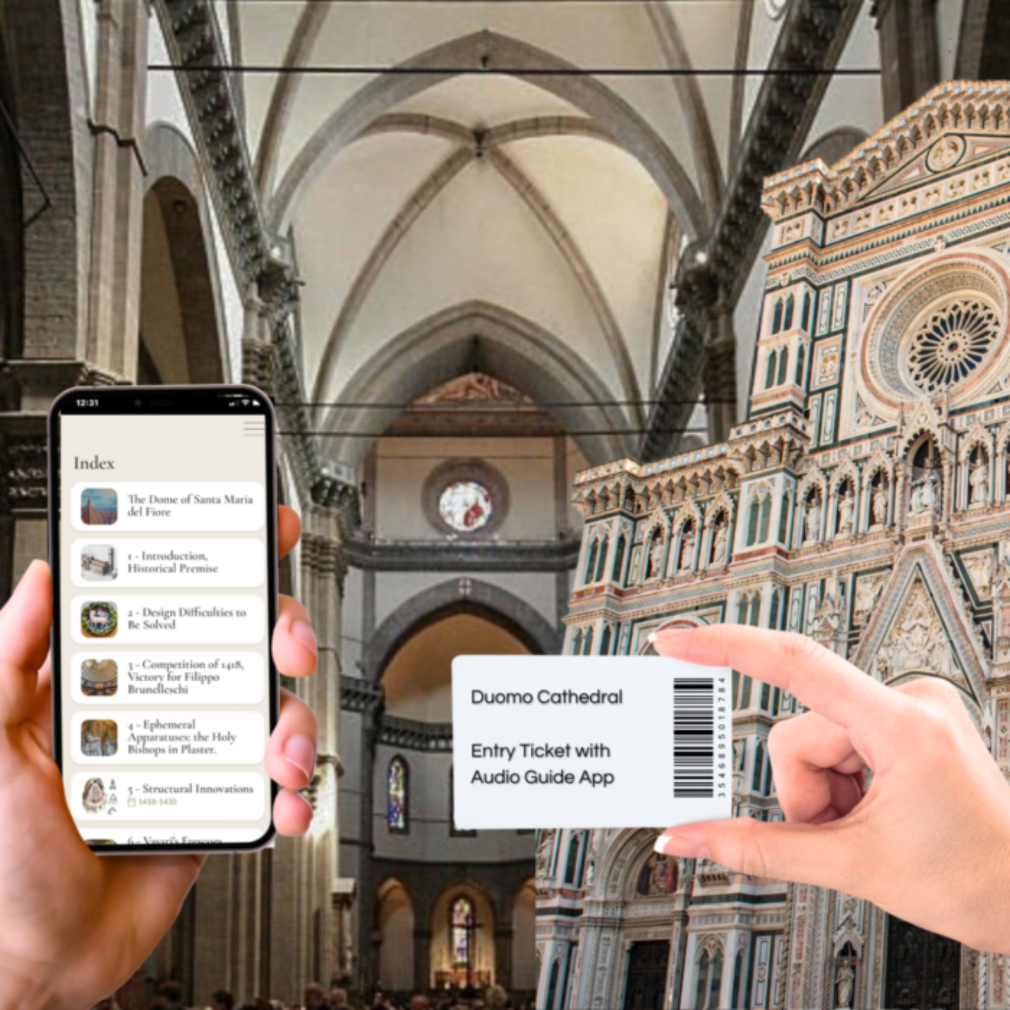 AudioApp in use, with a glimpse of Florence in the background