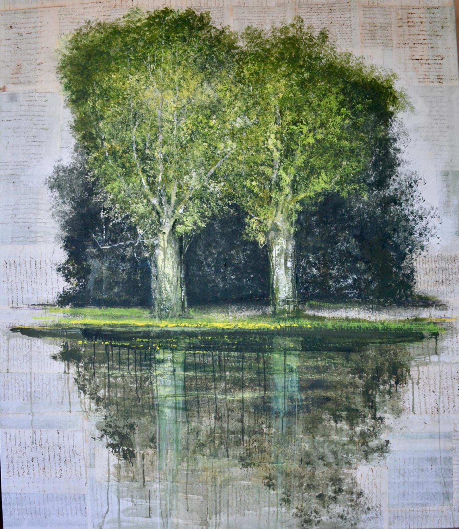 Dipinto di Betulla che si riflette nell