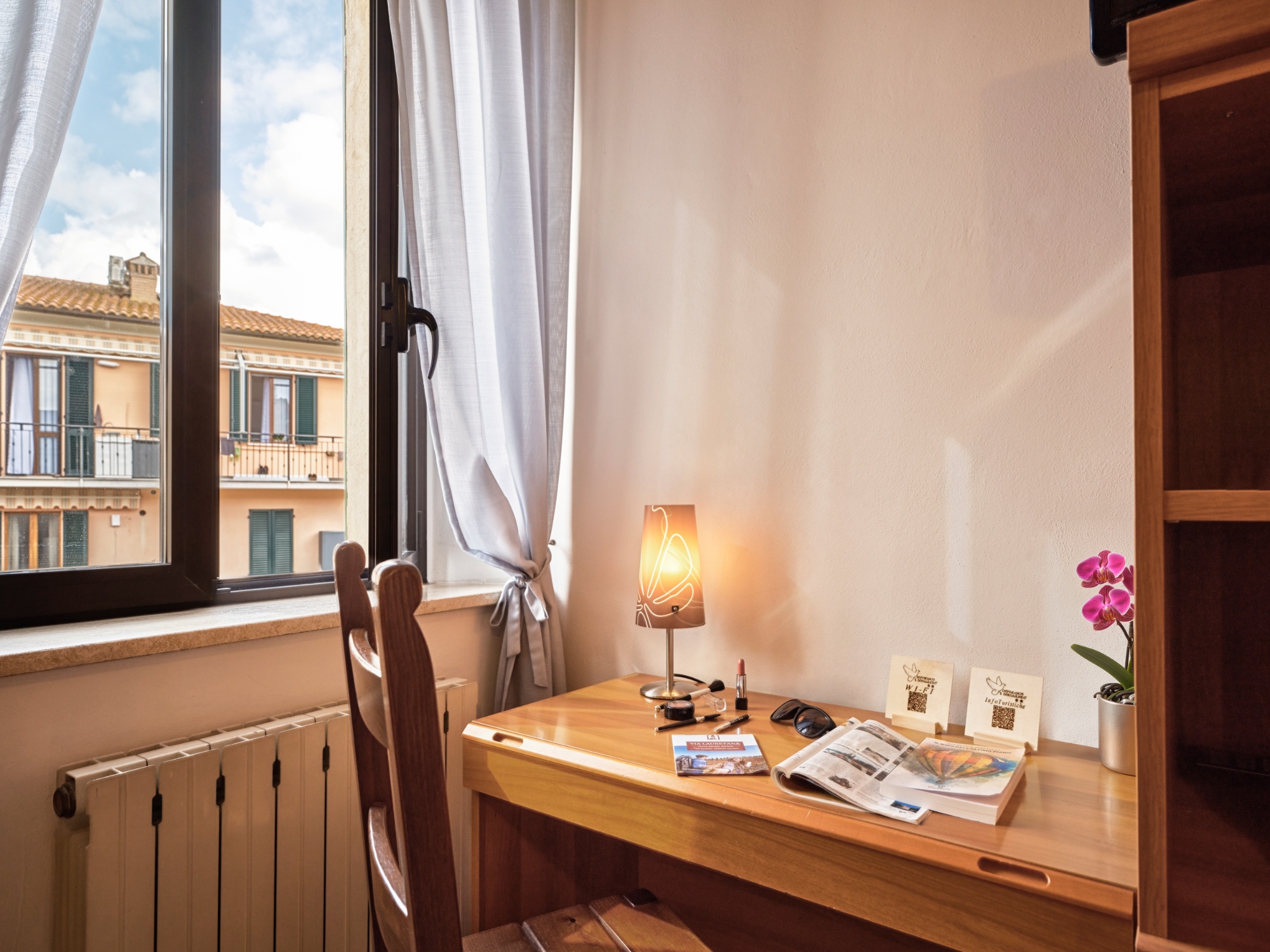 Wooden desk corner