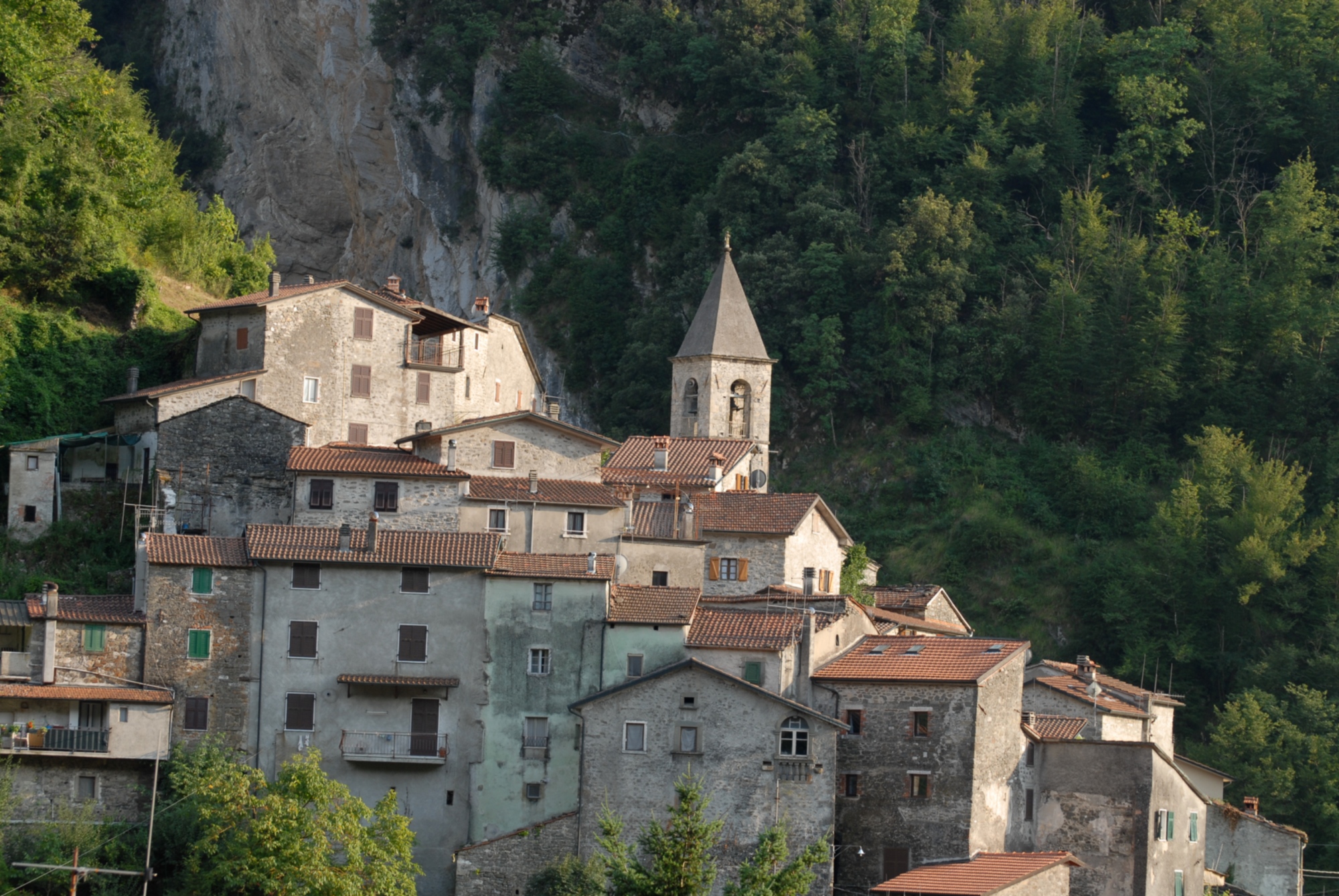 Village of Equi Terme in Lunigiana at the foot of Monte Pizzo D'Uccello.