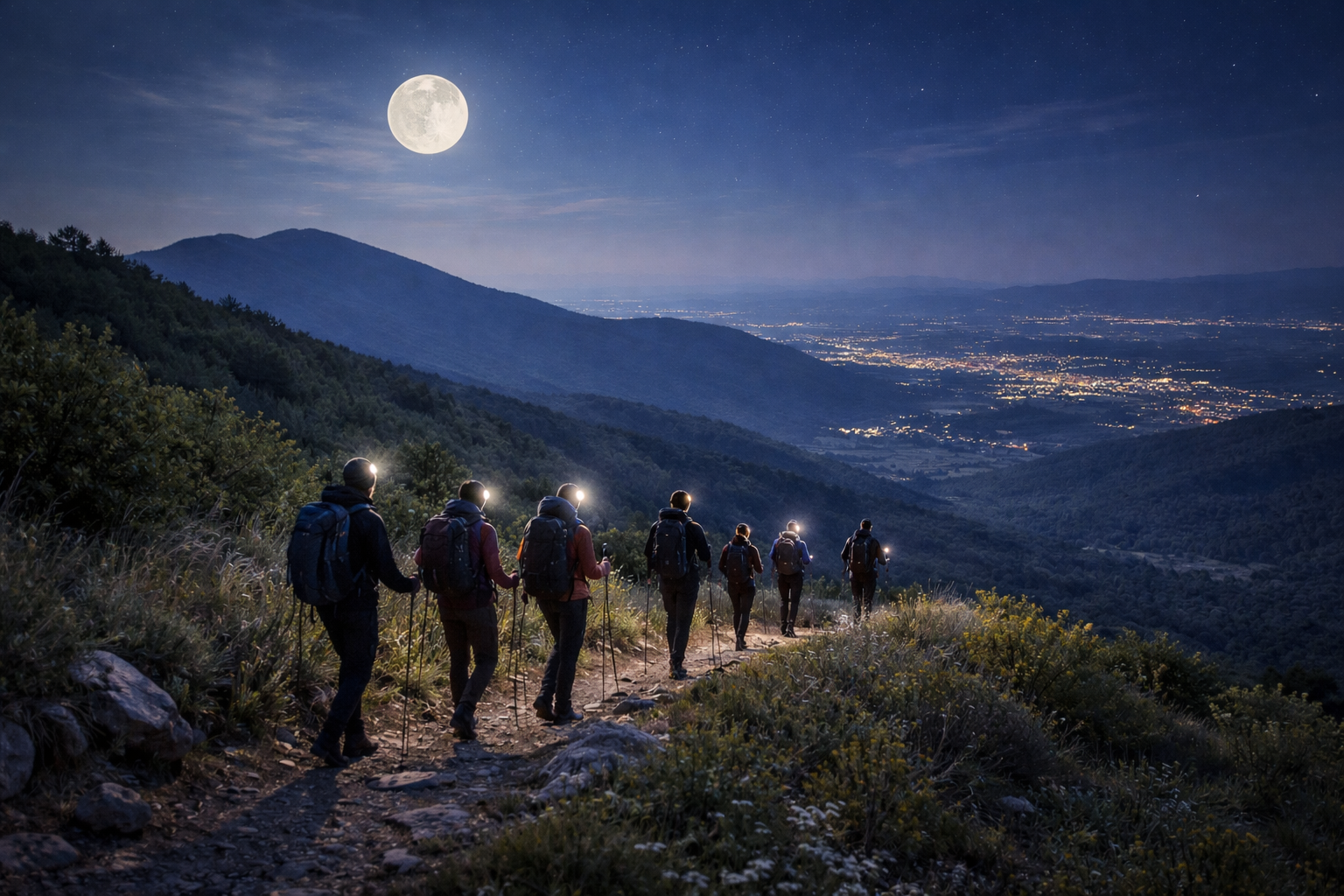 Escursione sul Monte Pisano con luna piena