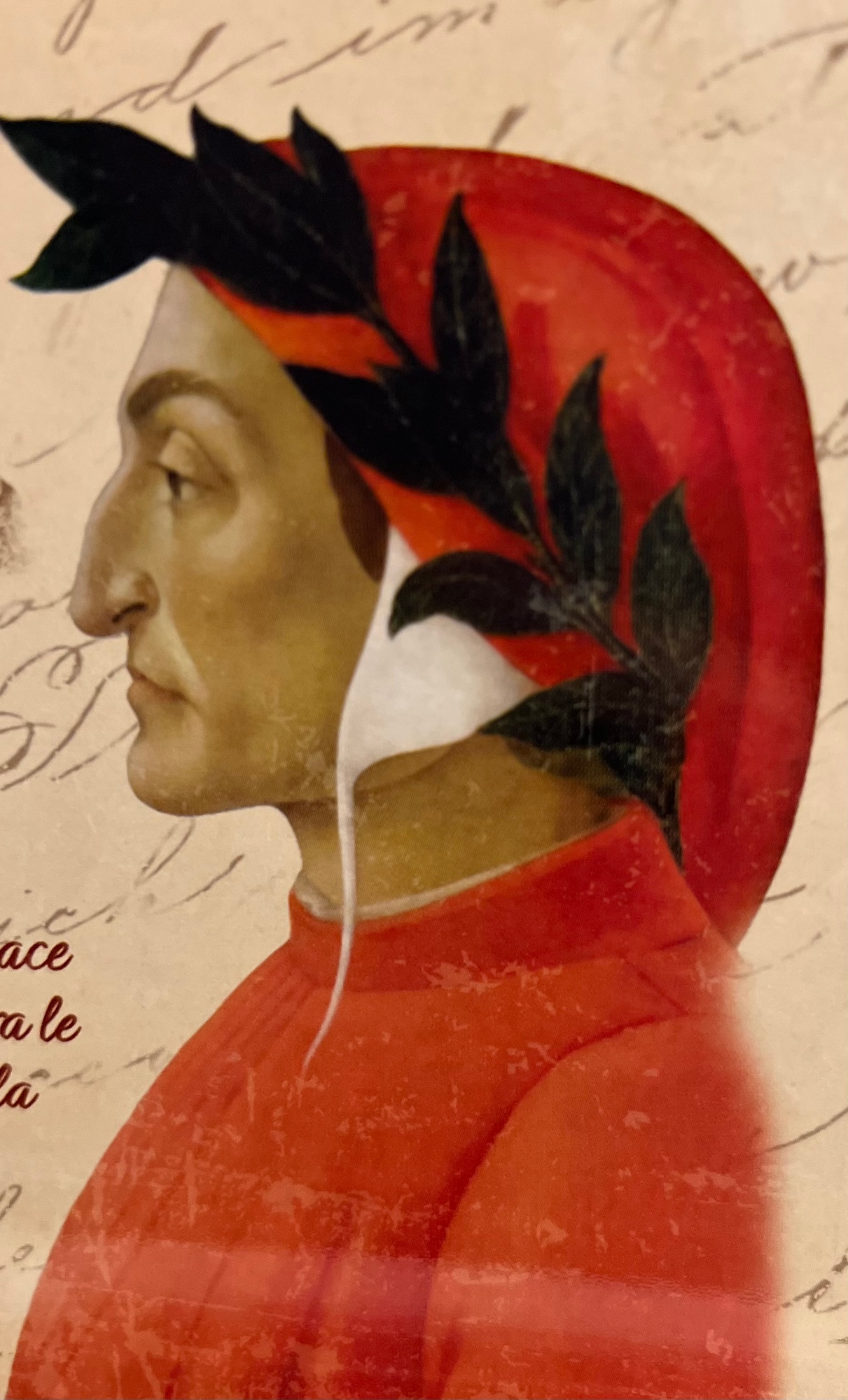 Profilo di Dante Alighieri con corona d’alloro