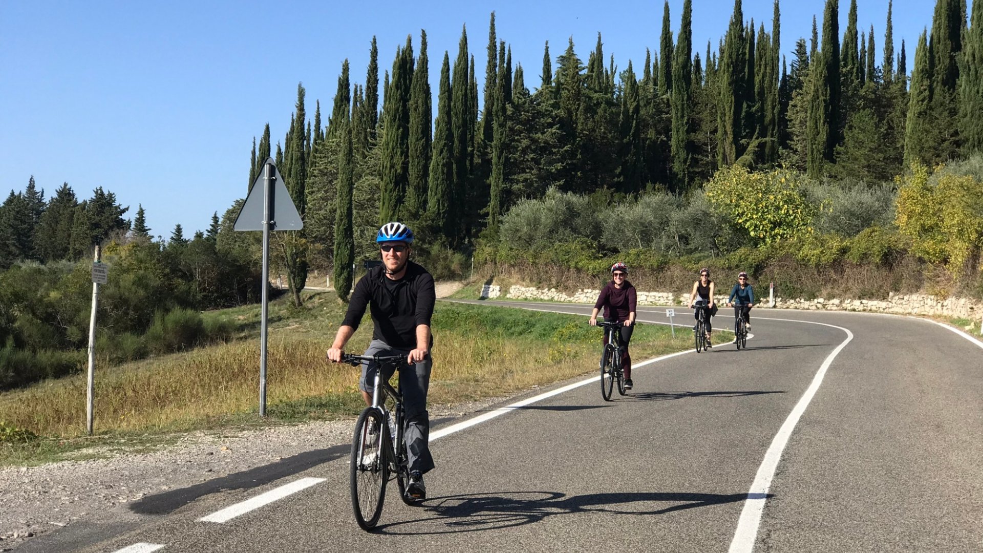 Biking towards San Gimignano on quiet backroads