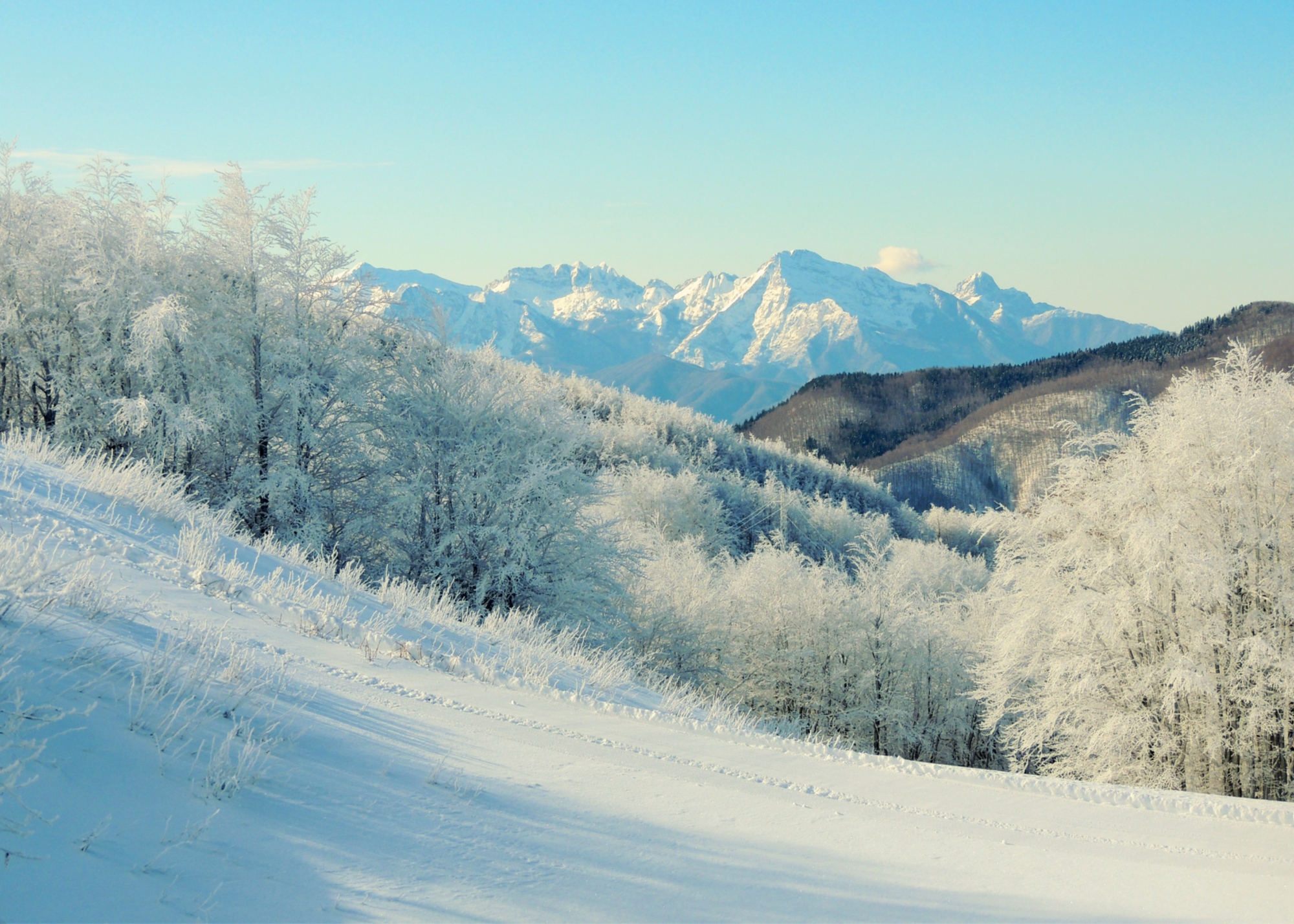 The Garfagnana mountains covered with snow