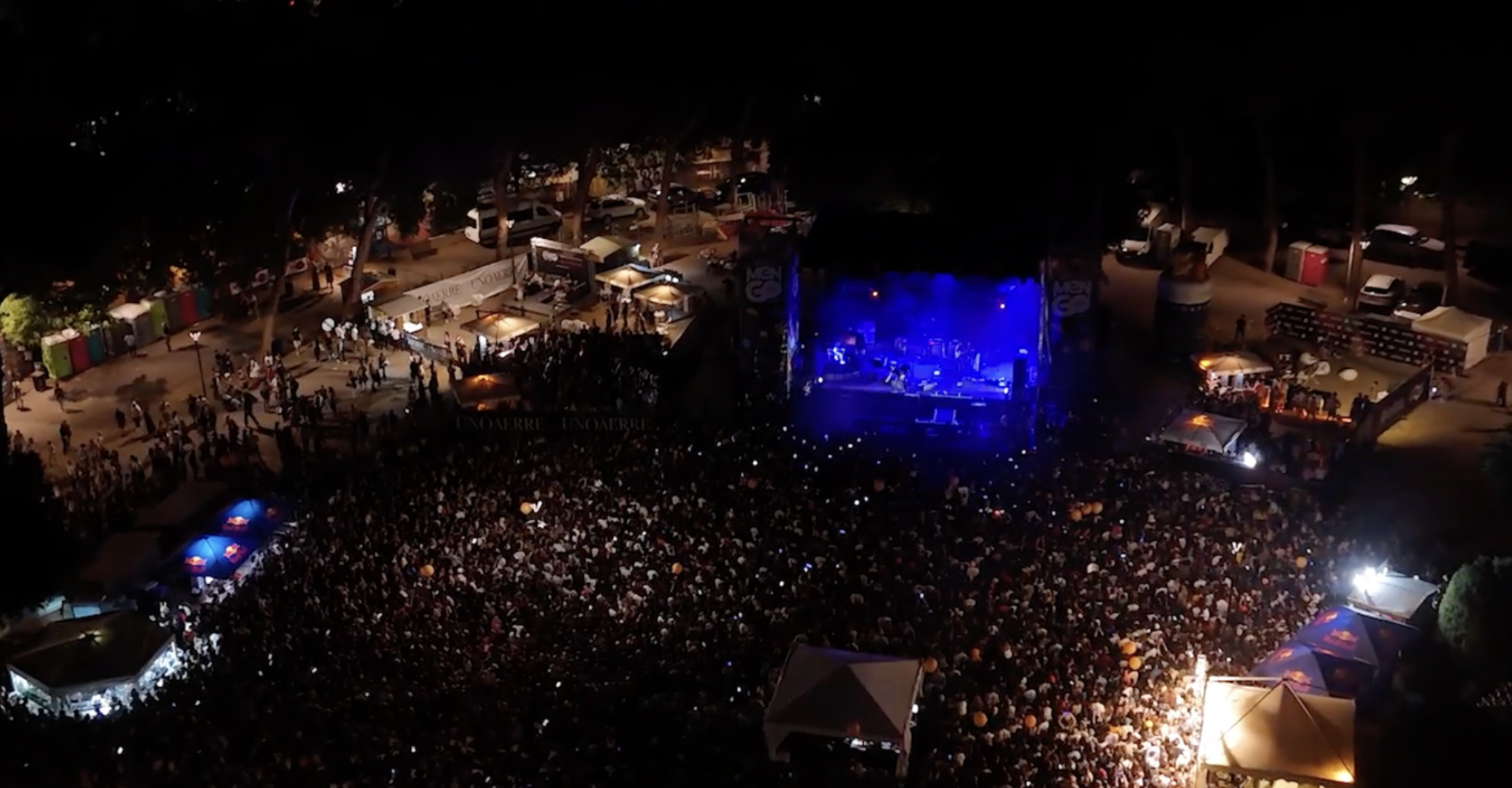 Immagine di una serata del festival nel parco con molte persone