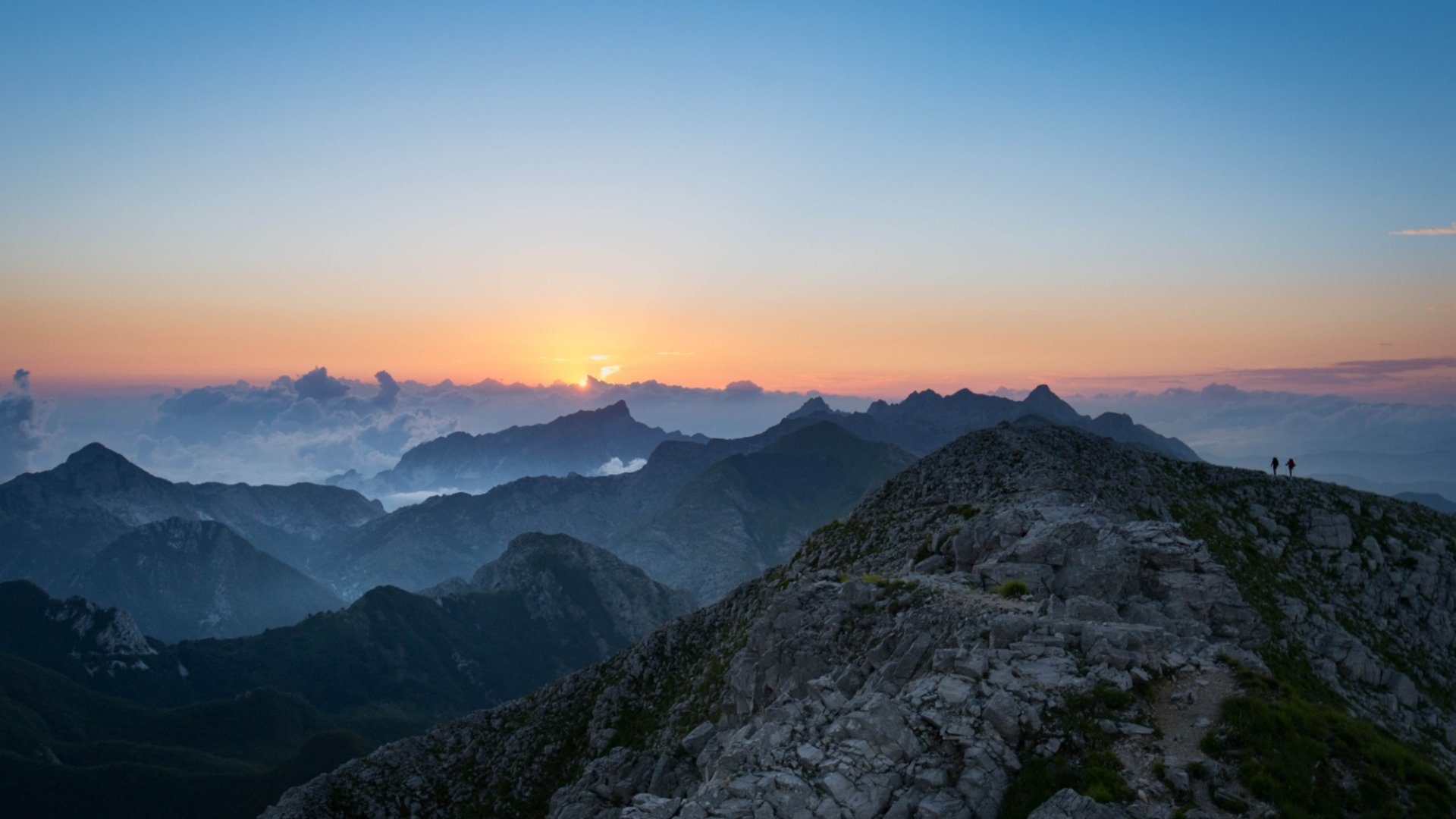 Peaks of the Apuan Alps at sunset