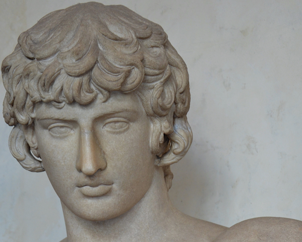 Detail of the bust of Antinous