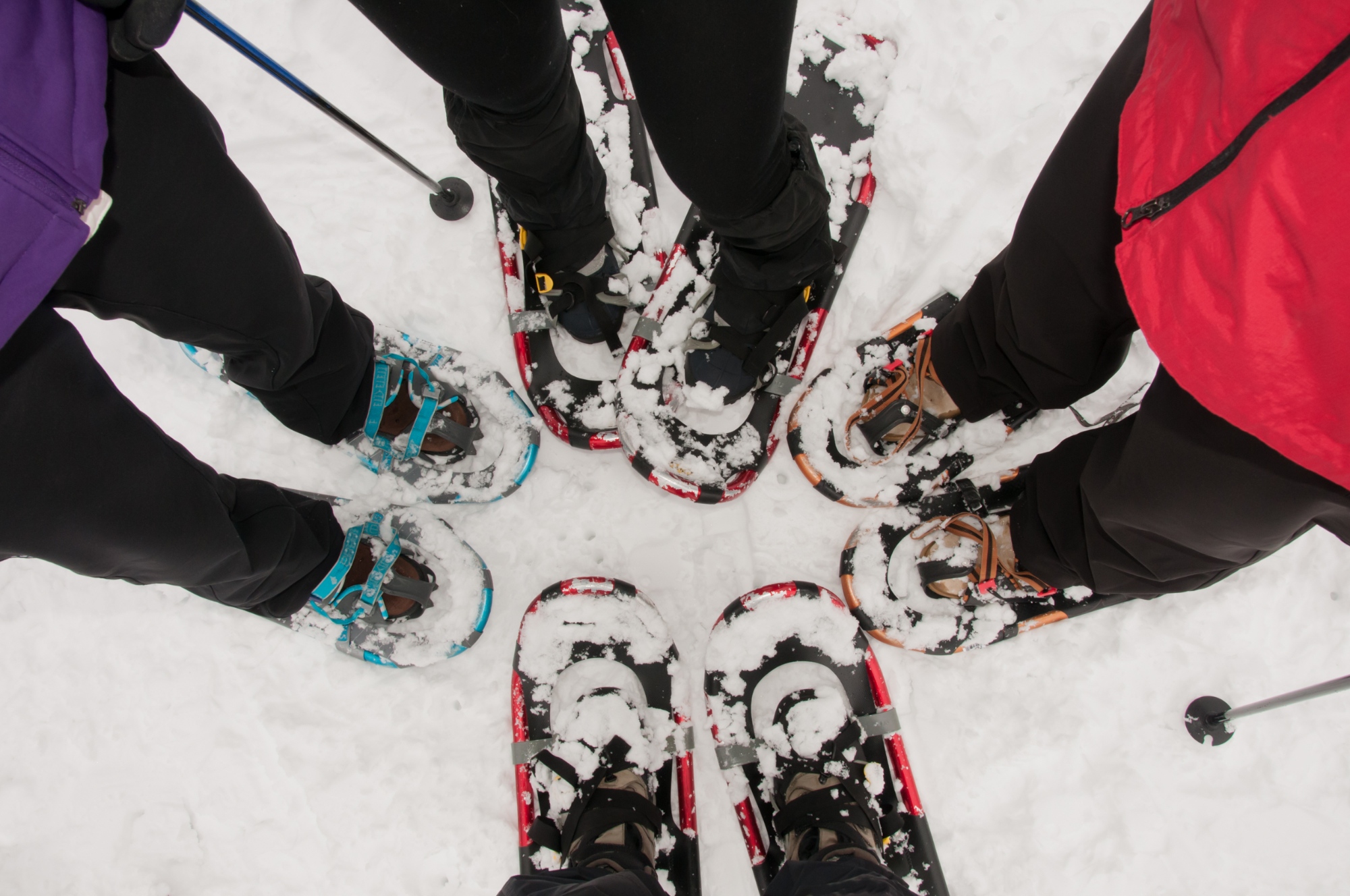 Mit Schneeschuhen an den Füßen