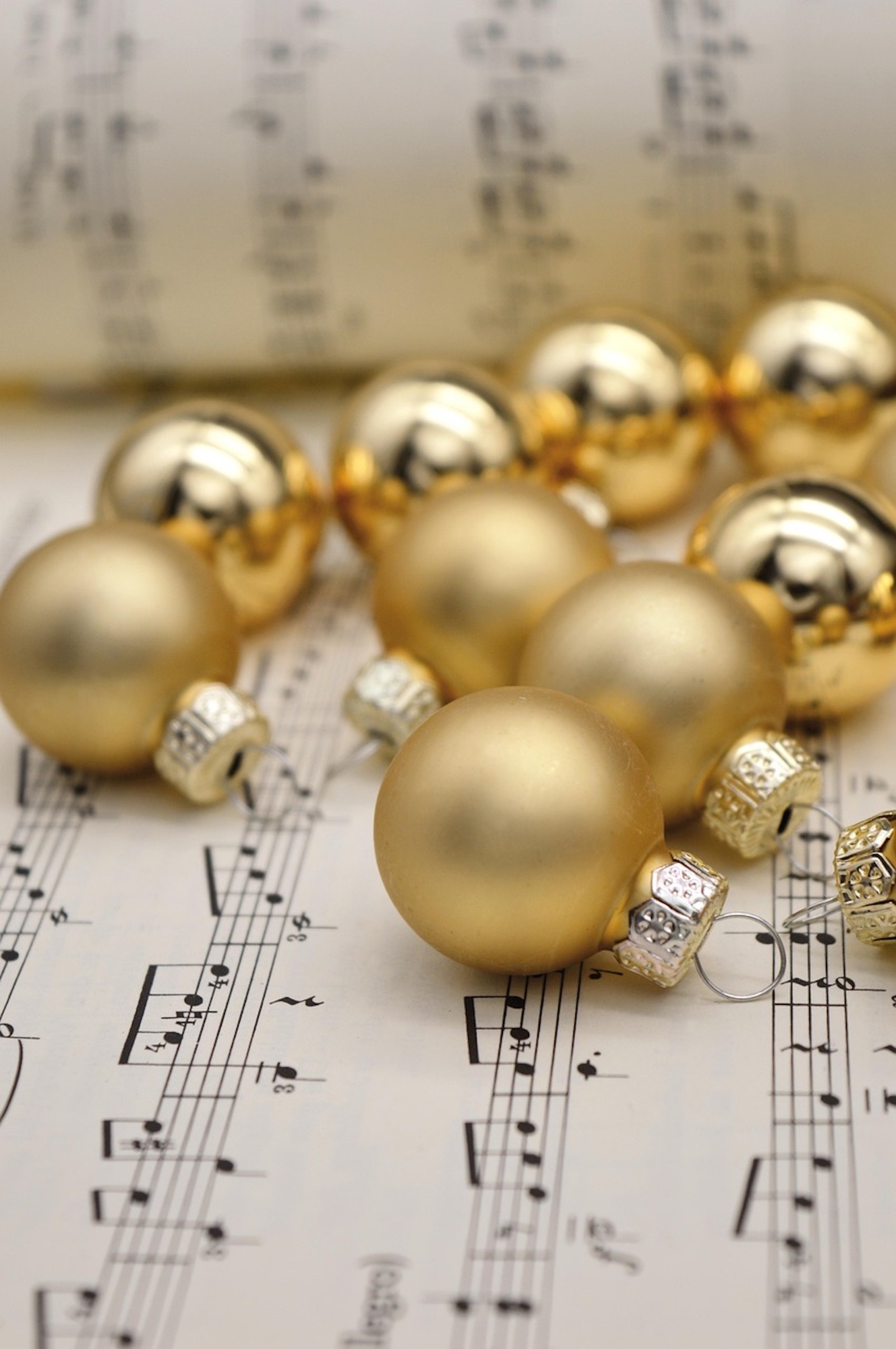 Spartiti musicali e decorazioni natalizie