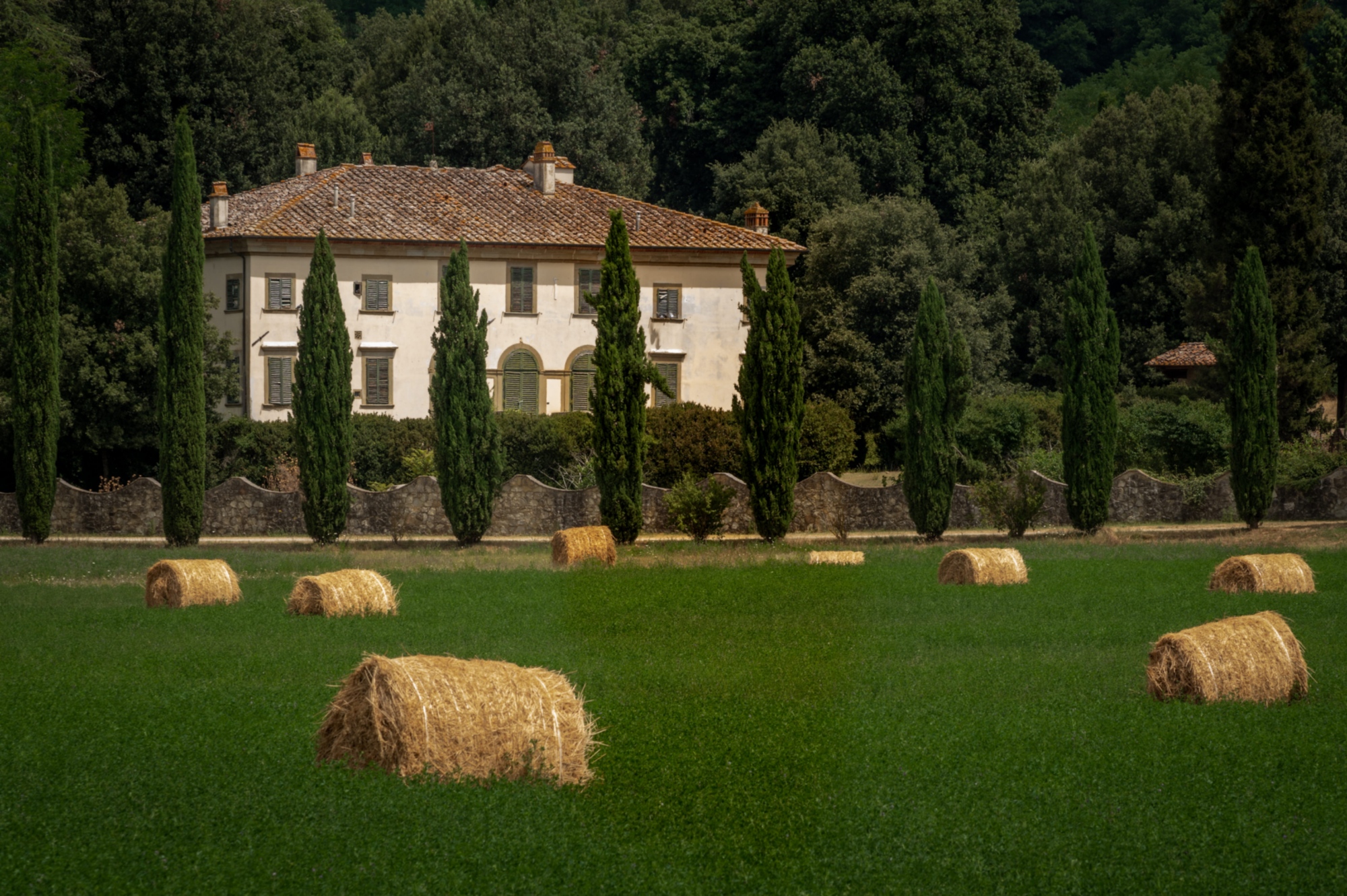 Tenuta nei pressi di Laterina con villa circondata da cipressi e campi