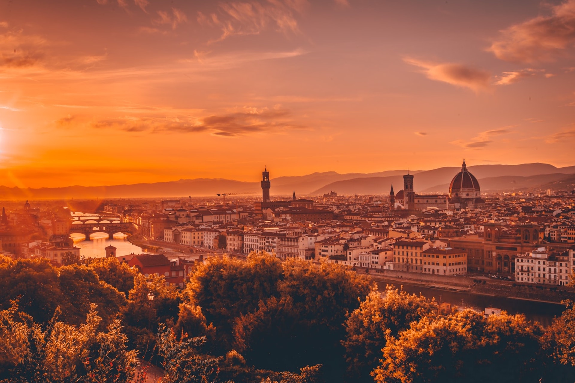 Un bellissimo tramonto a Firenze