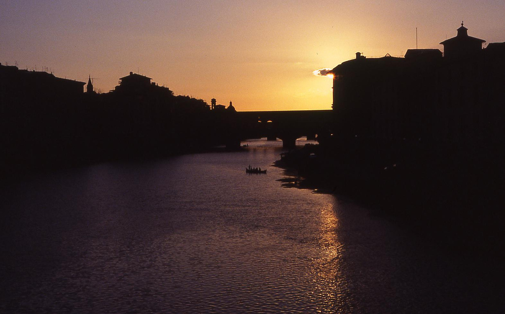 The river Arno at sunset