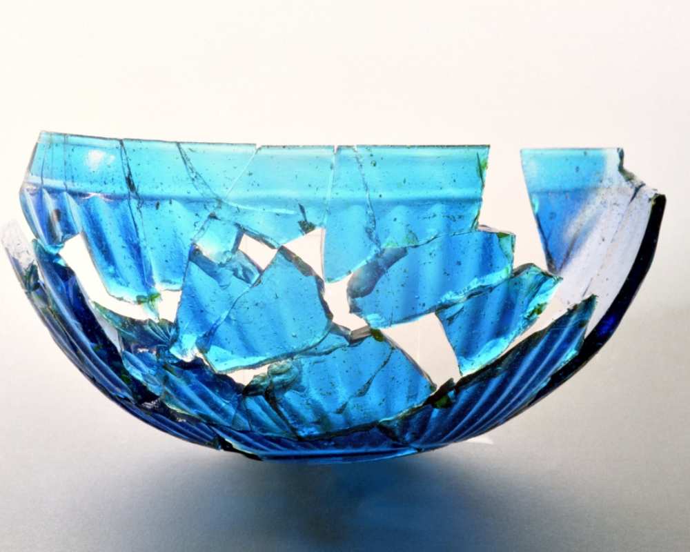 The Etruscan cup in Turquoise glass at the Archeological Museum in Artimino