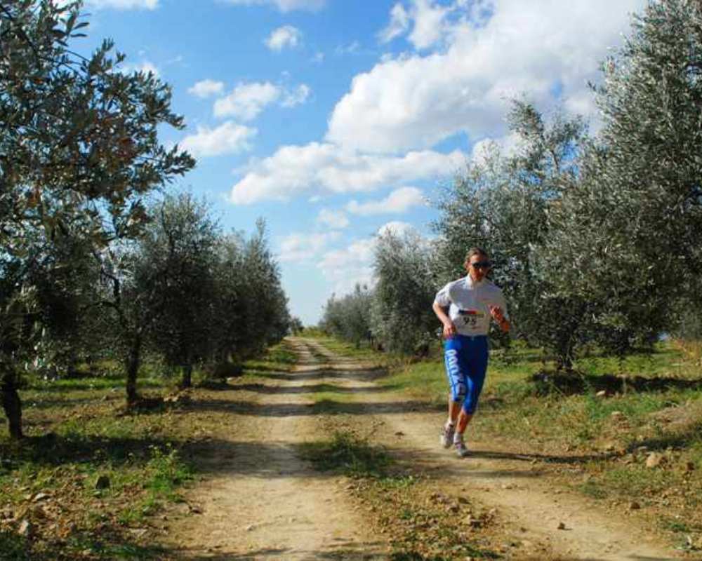 An outdoor wellness run in the Tuscan countryside