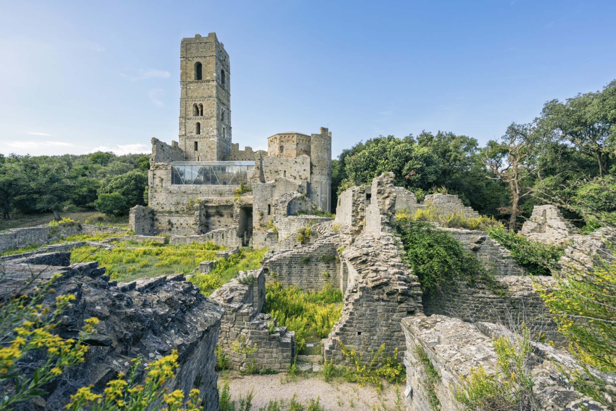The Abbey of San Rabano, surrounded by greenery of Maremma Park