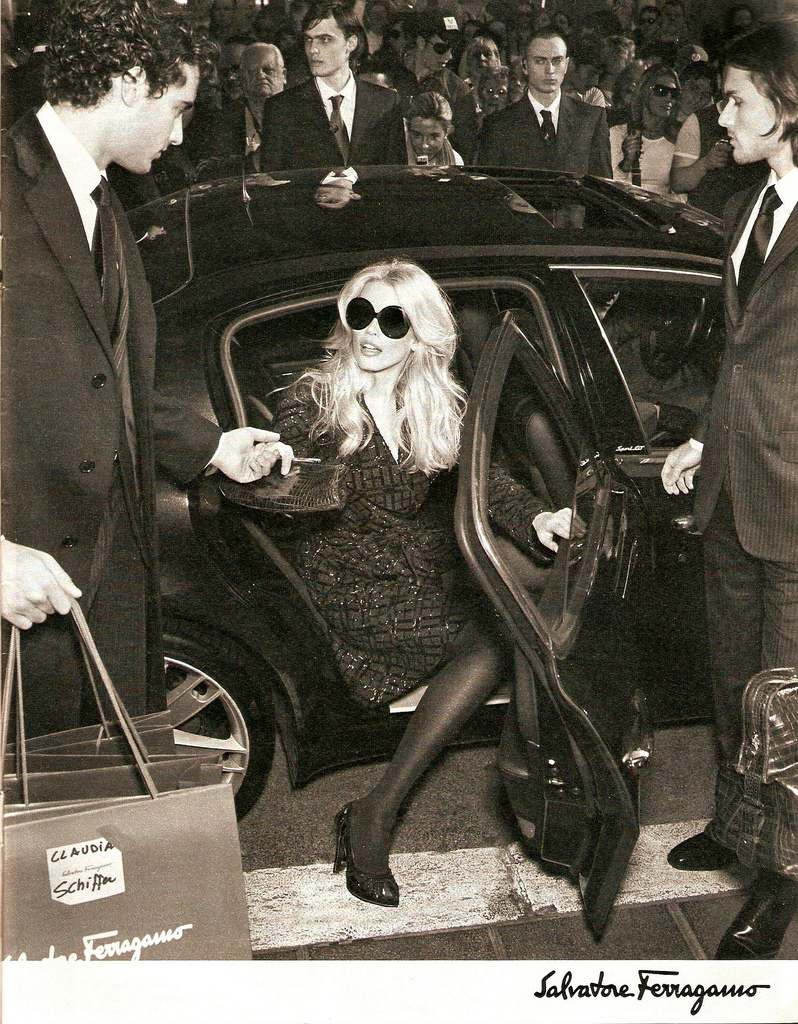 Claudia Schiffer wearing Ferragamo