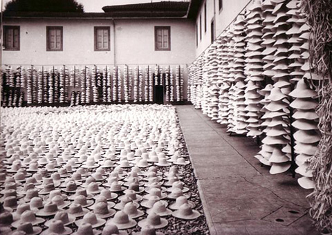 Distesa di cappelli di paglia