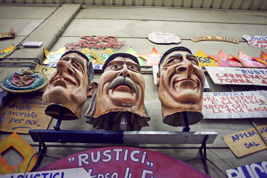 Carnival floats under constructions in Foiano della Chiana