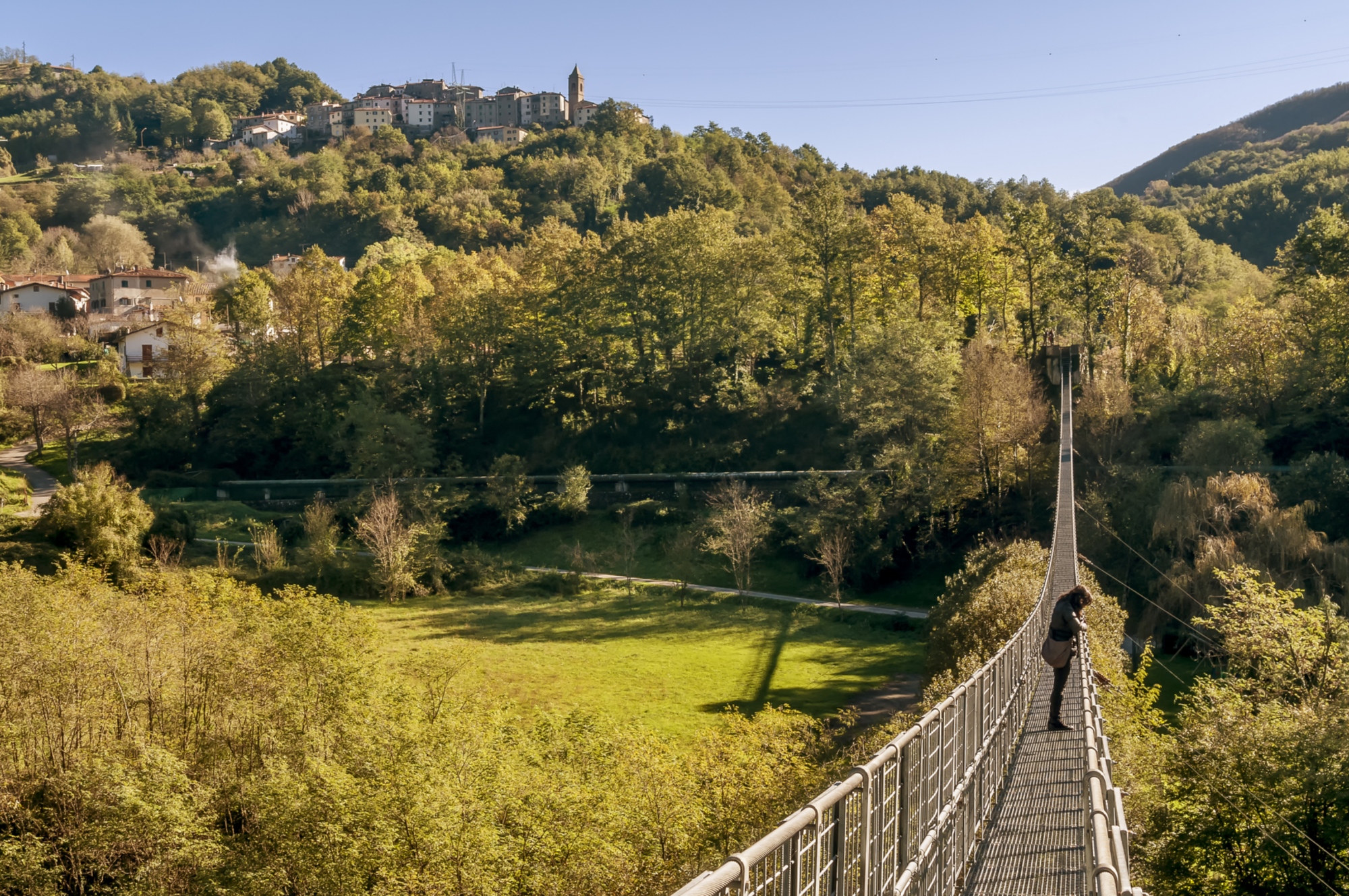 The spectacular suspension bridge at San Marcello Pistoiese, over the Lima stream