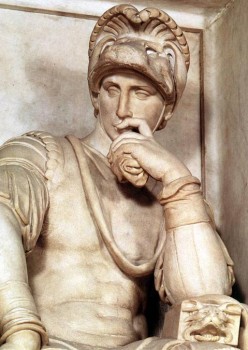 Michelangelo - Lorenzo Duke of Urbino is contemplative