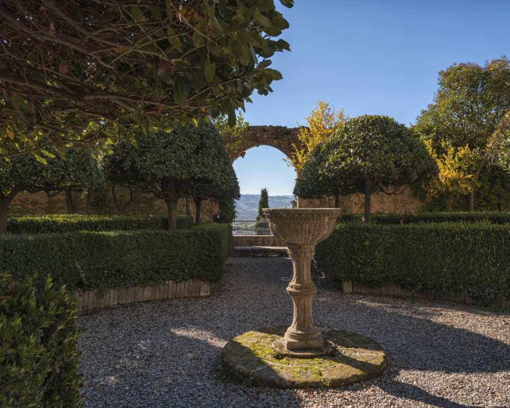 El jardín renacentista italiano del Palacio Piccolomini, Pienza