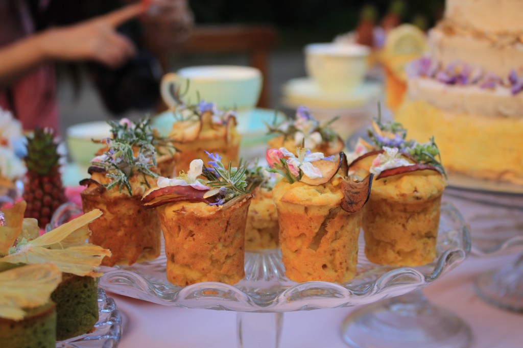 Apple, pinenut and rosemary cakes