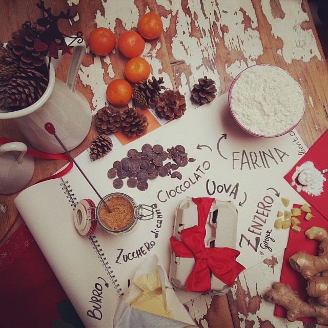 Ginger and chocolate cantucci ingredients