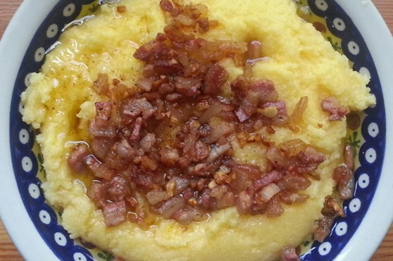Pancetta all'aceto with polenta Pancetta all'aceto with polenta