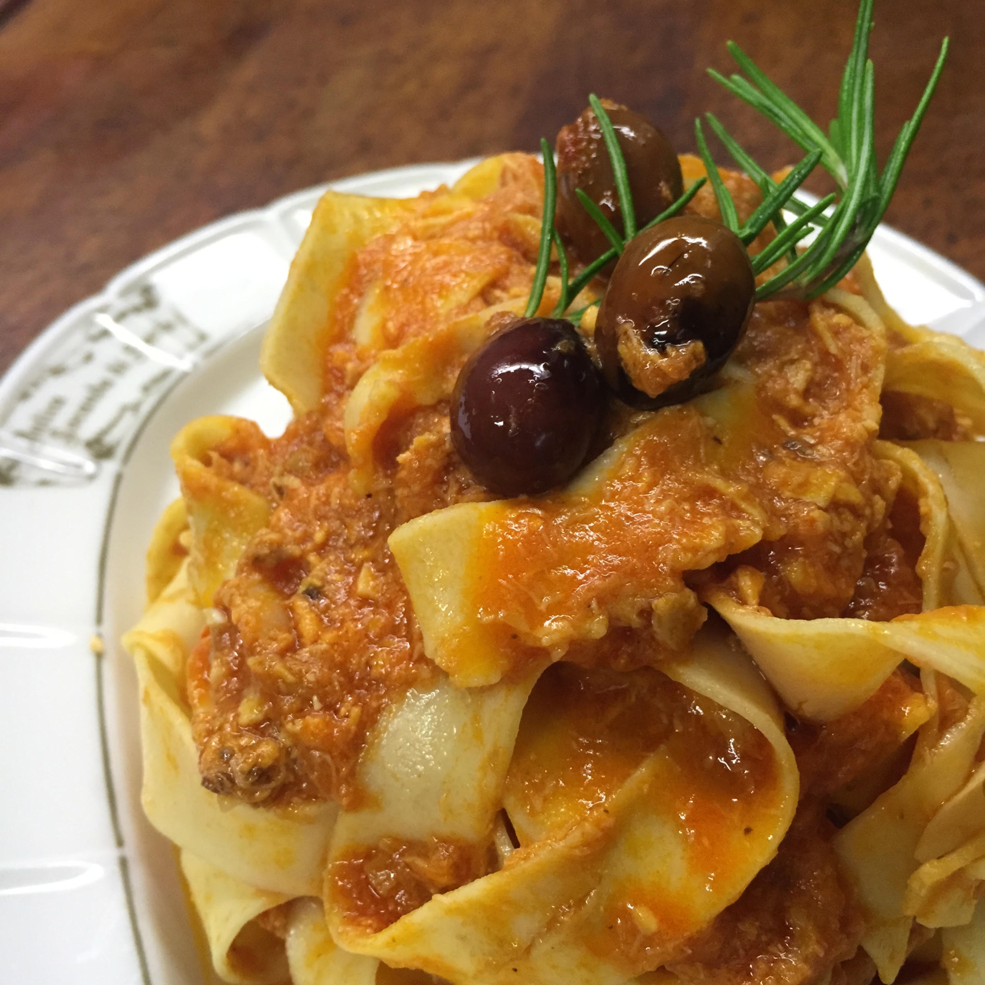 Pappardelle pasta on the hare