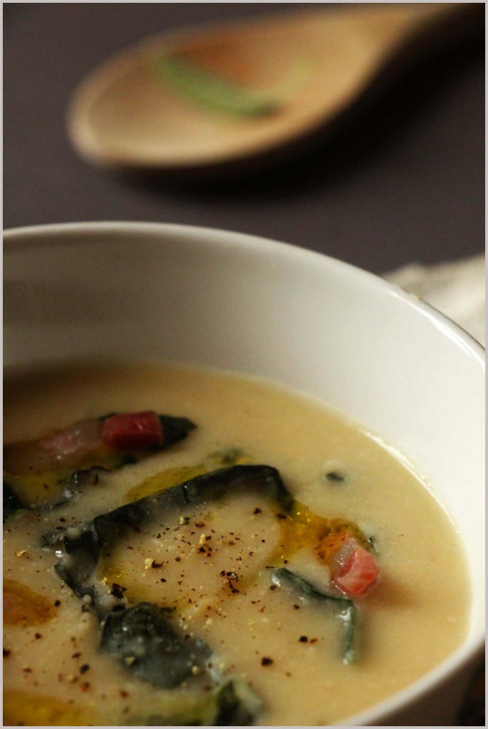 Beans soup with Tuscan kale and crispy bacon Beans soup with Tuscan kale and crispy bacon