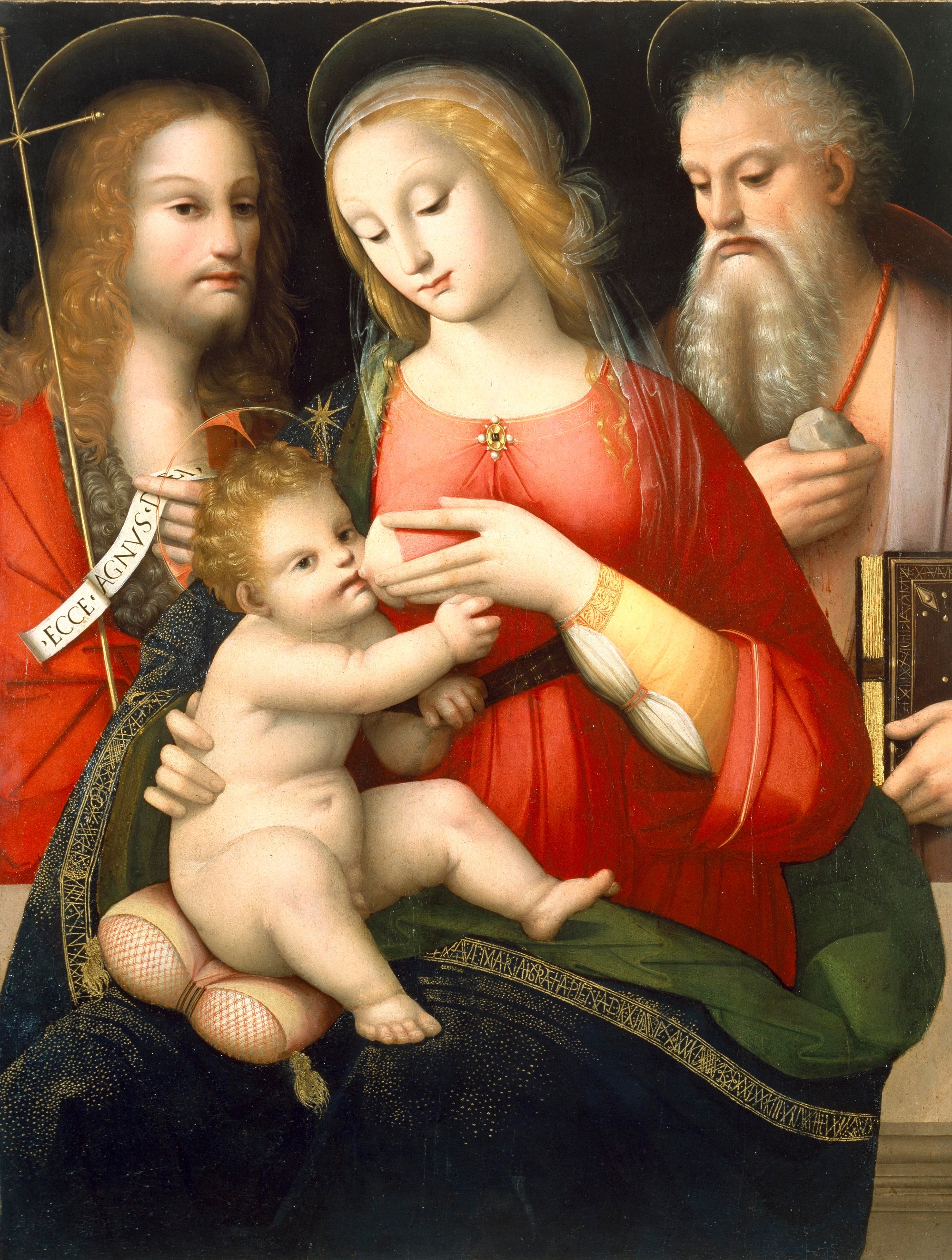 Andrea Piccinelli dit Brescianino, Vierge allaitant l'enfant et Saints Baptiste et Jérôme