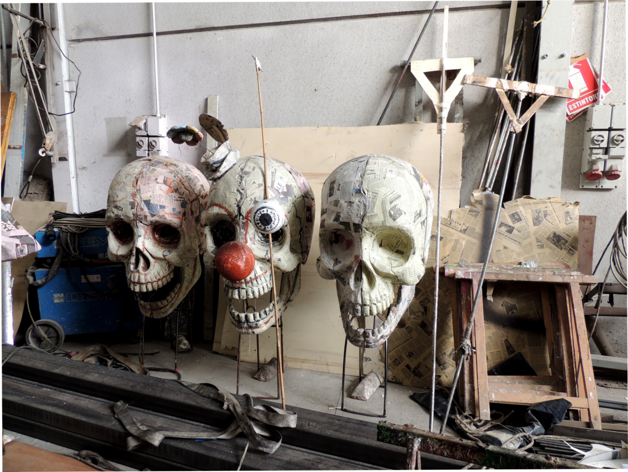 Papier-mâché masks in the Carnival Citadel in Viareggio