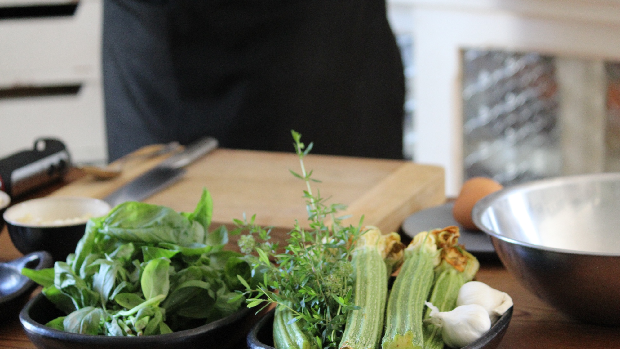 Courgettes and basil