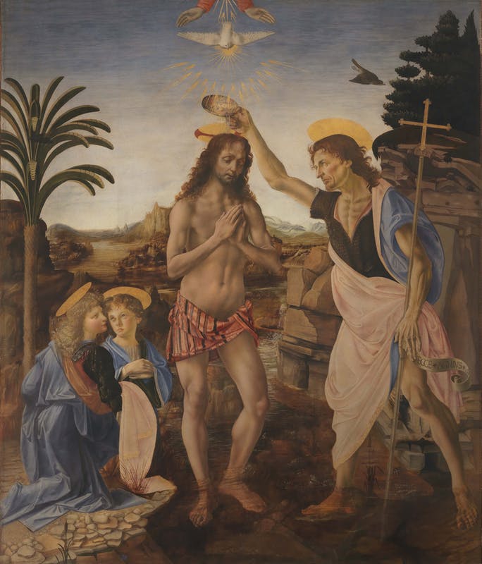 Die Taufe Christi, Leonardo und Verrocchio