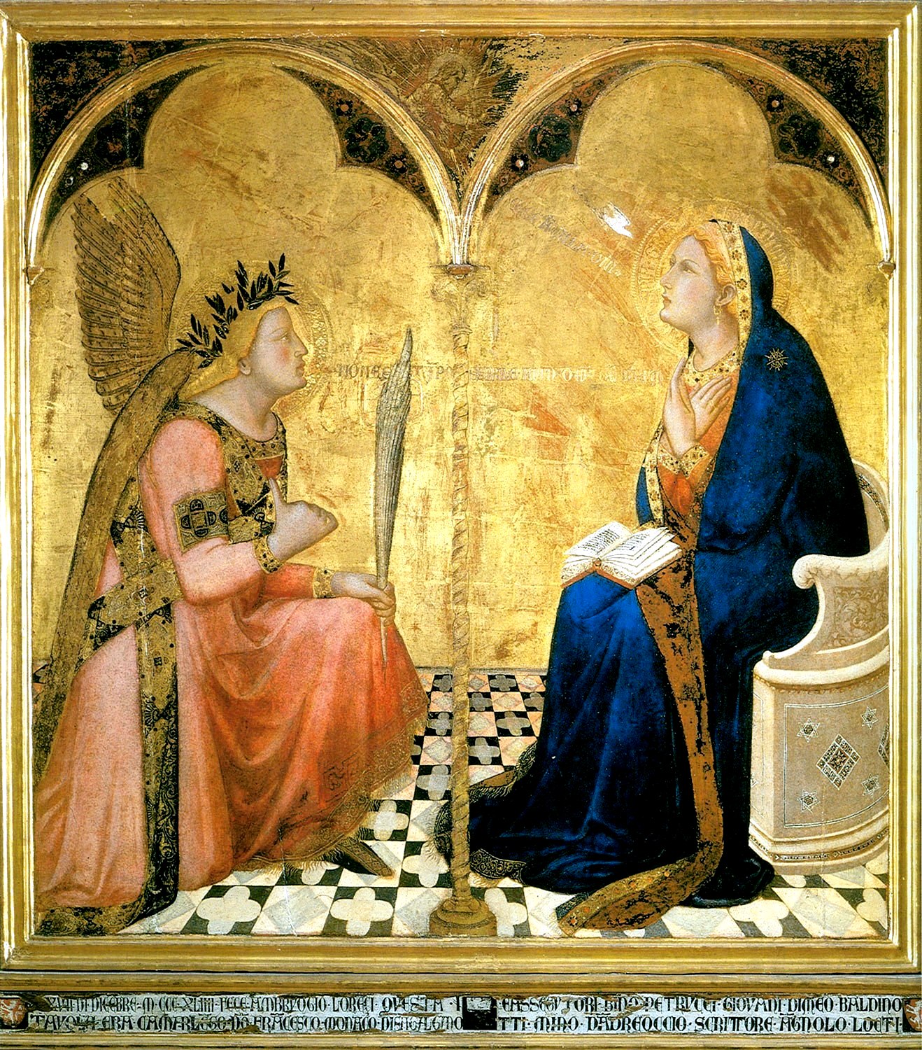 Anunciación de Ambrogio Lorenzetti en la Pinacoteca de Siena