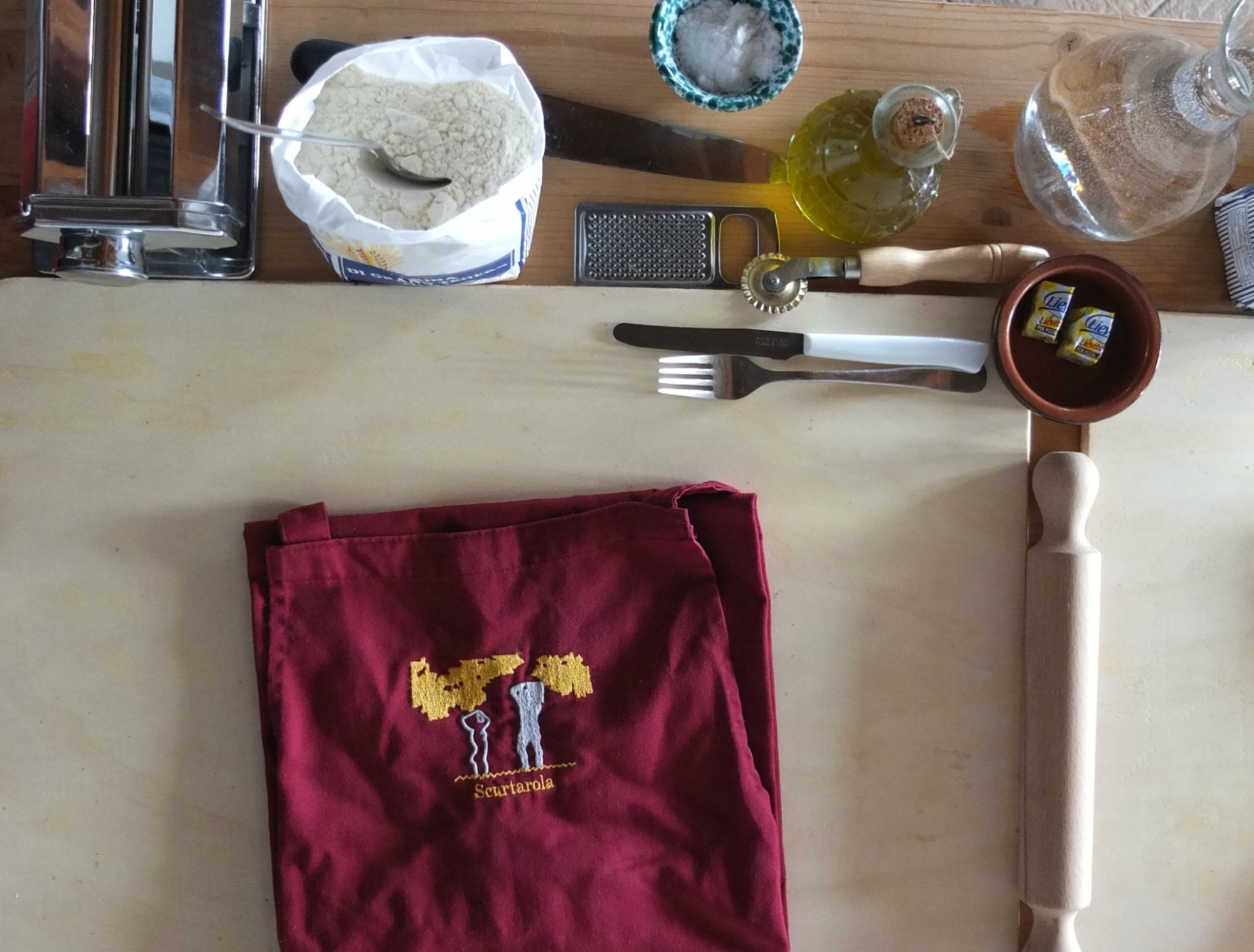 Pasta station at Podere Scurtarola, Massa