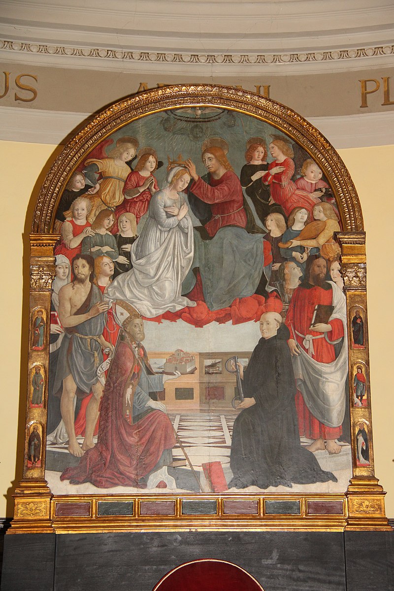 Pala di Pietro di Francesco Orioli, Incoronazione della Vergine e Santi