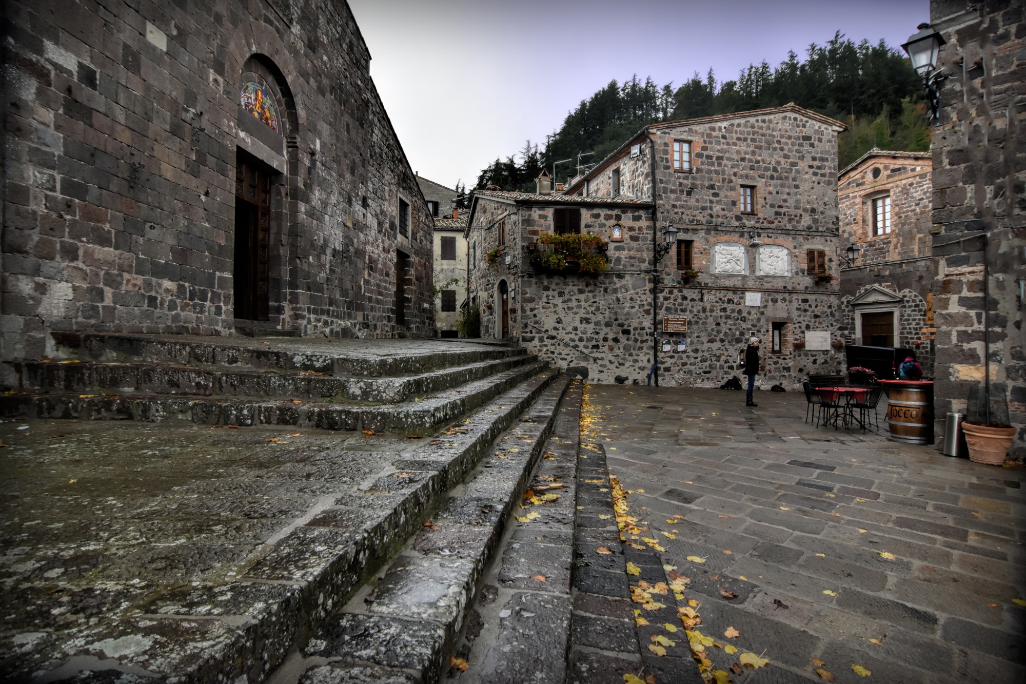 Entrance of San Pietro Apostolo church in Radicofani