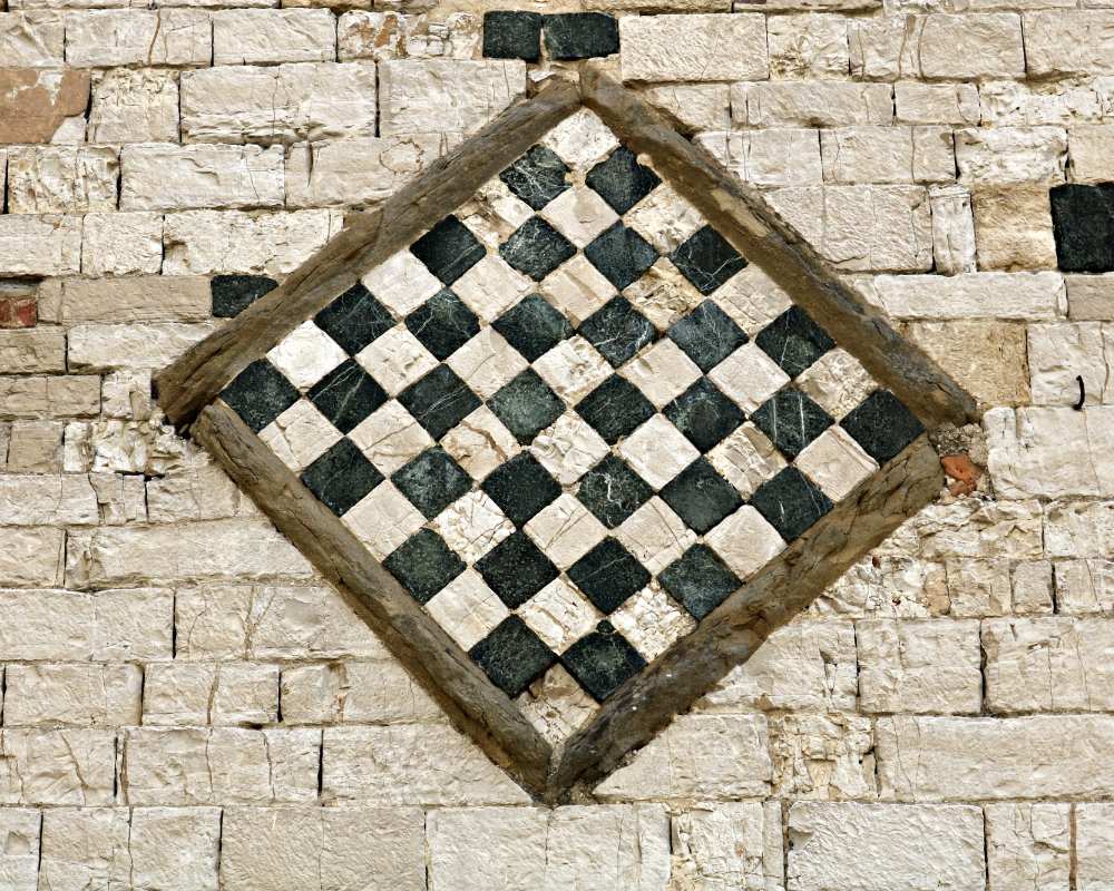 decorative checkerboard element of a parish church
