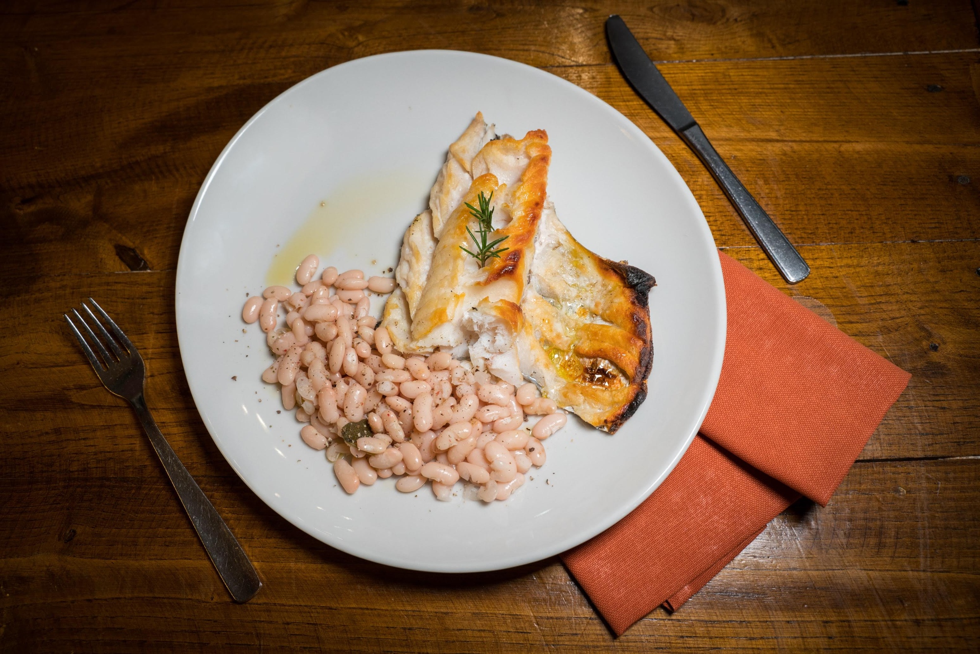 Sorana beans with grilled cod fish