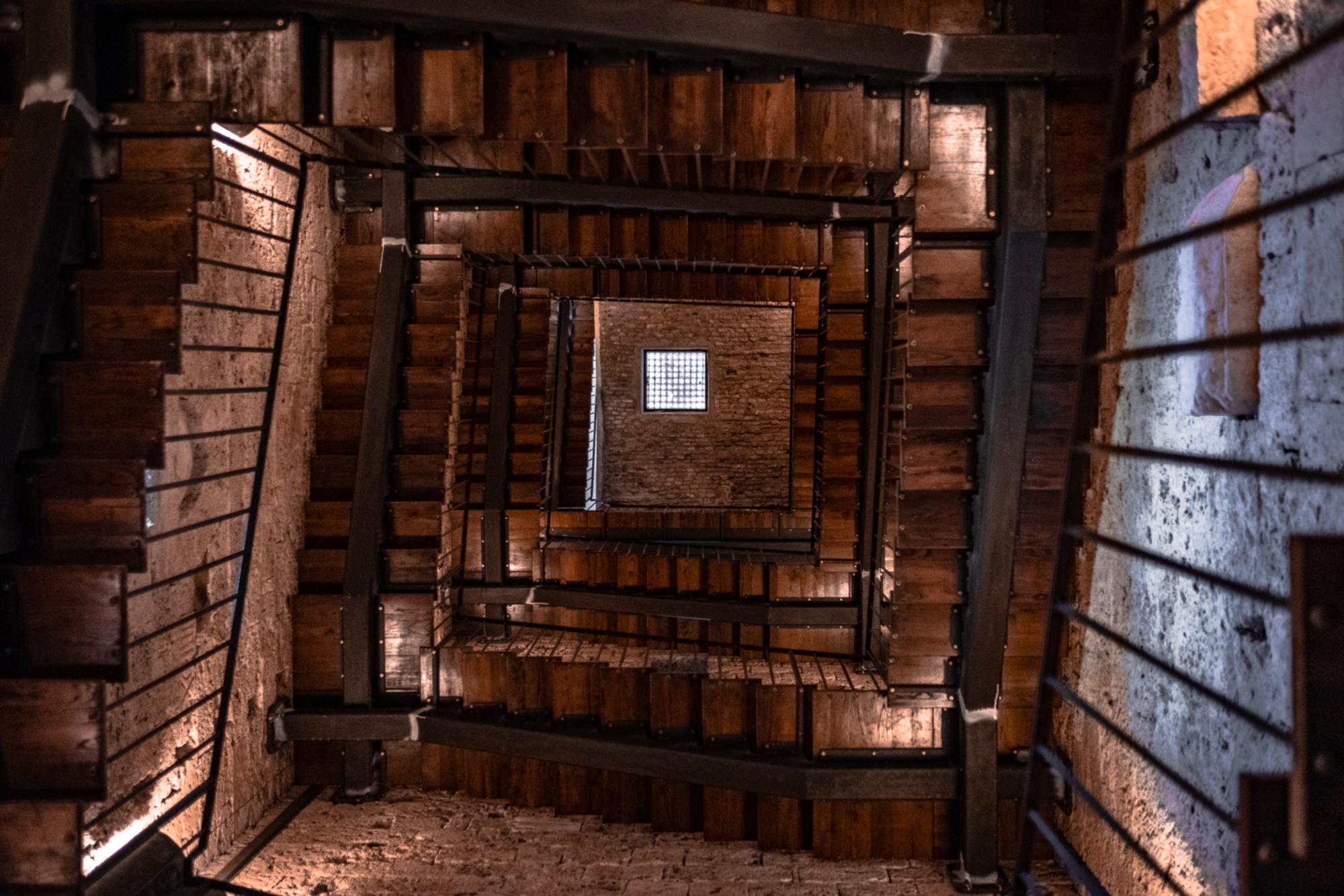 The staircase inside the bell tower of Chiusi cathedral