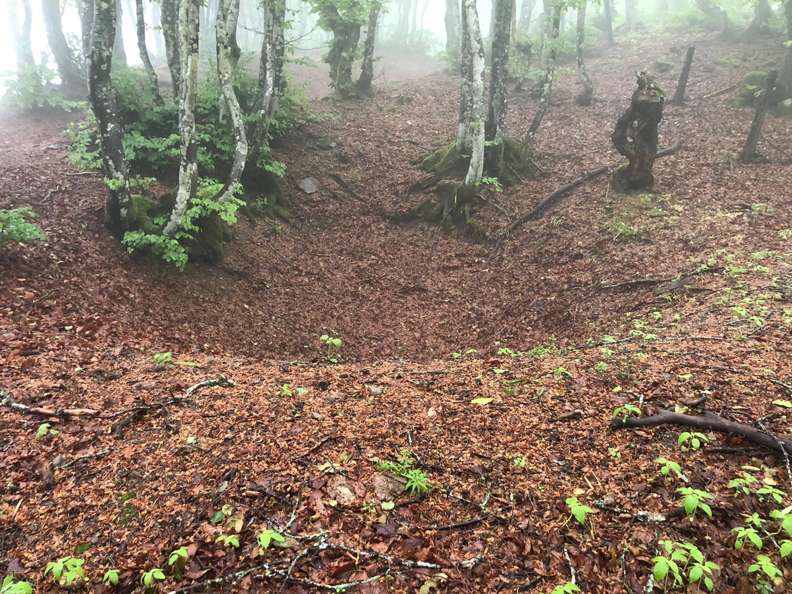 Una vieja trinchera en el Alpe de Catenaia